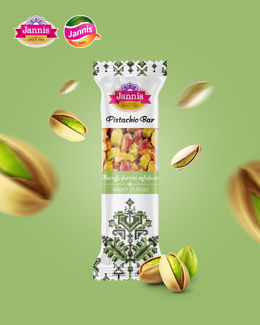 Jannis pistáciová tyčinka 40g 2